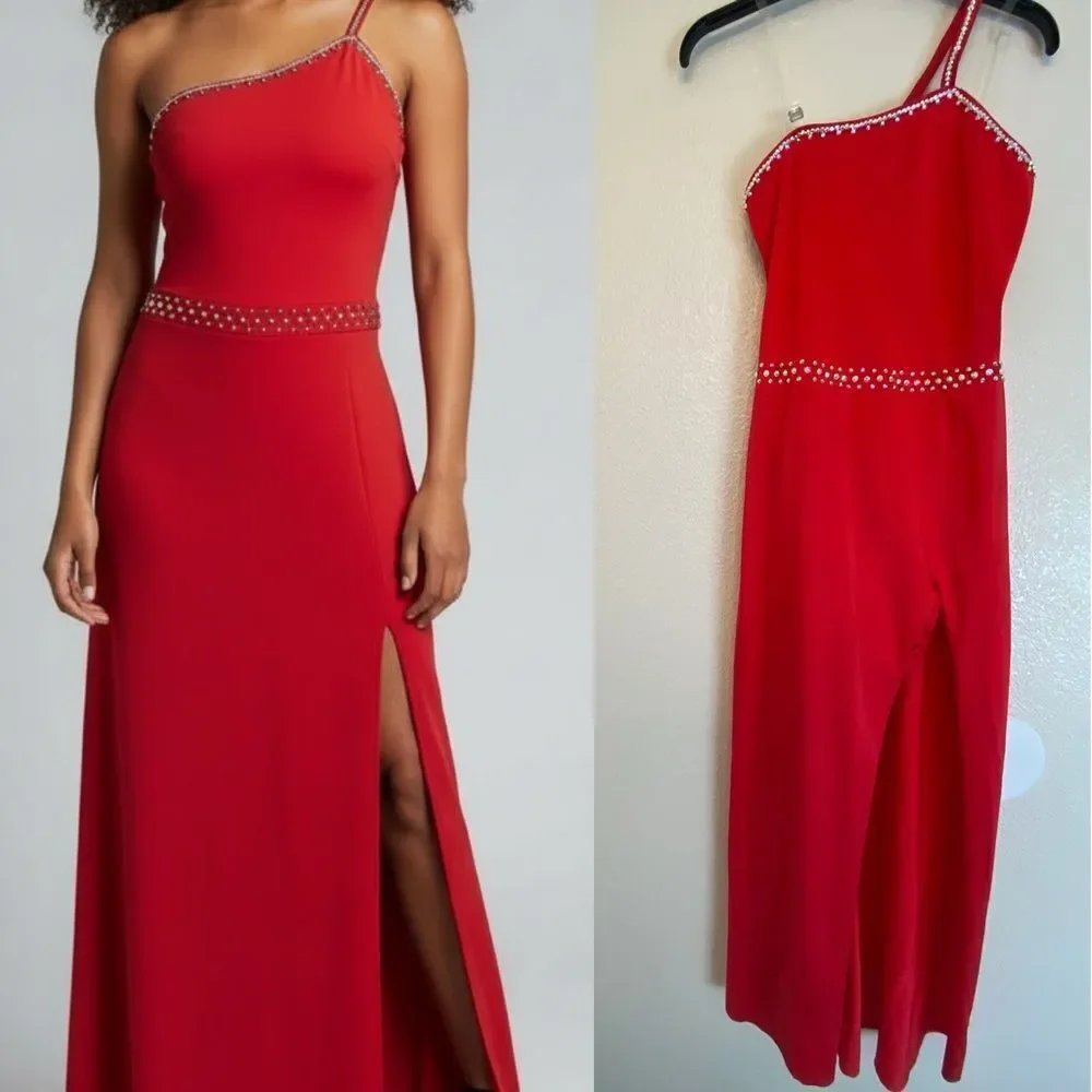 Kelle custom solo rhinestoned asymmetrical dress maxi leotard Dance Costume MA